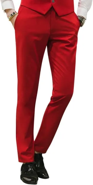 MOGU Mens Slim Fit Front Flat Casual Pants