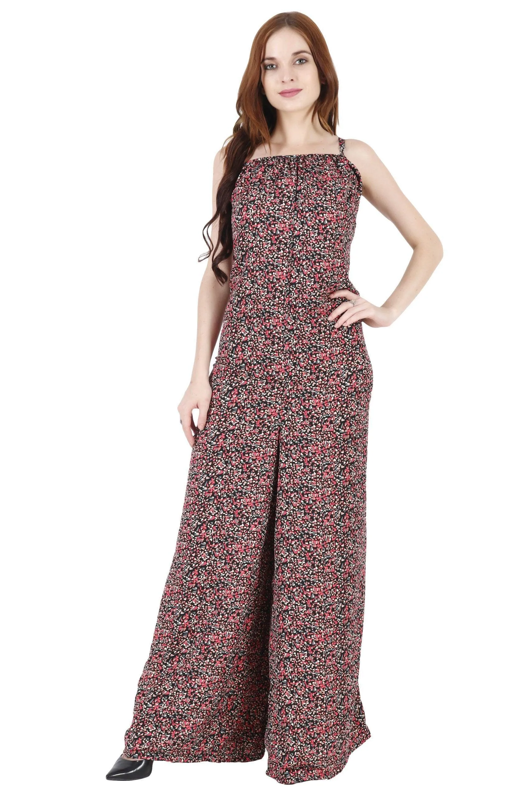 Multicolored Graphic Printed Loose Jumpsuit