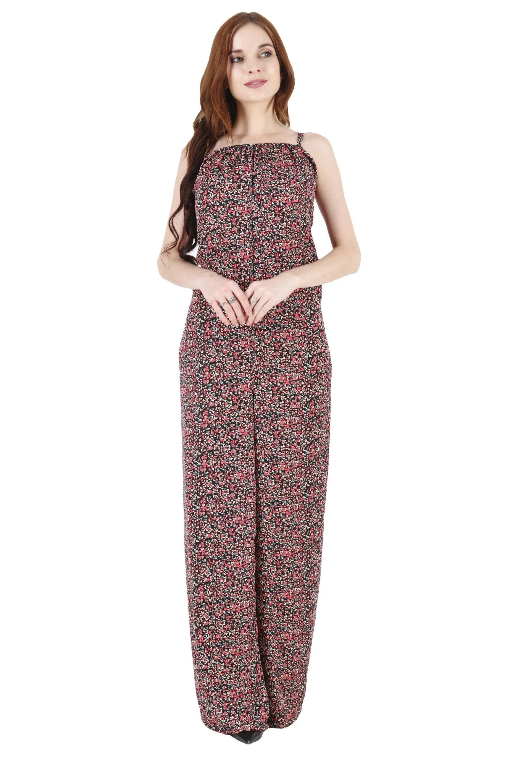 Multicolored Graphic Printed Loose Jumpsuit