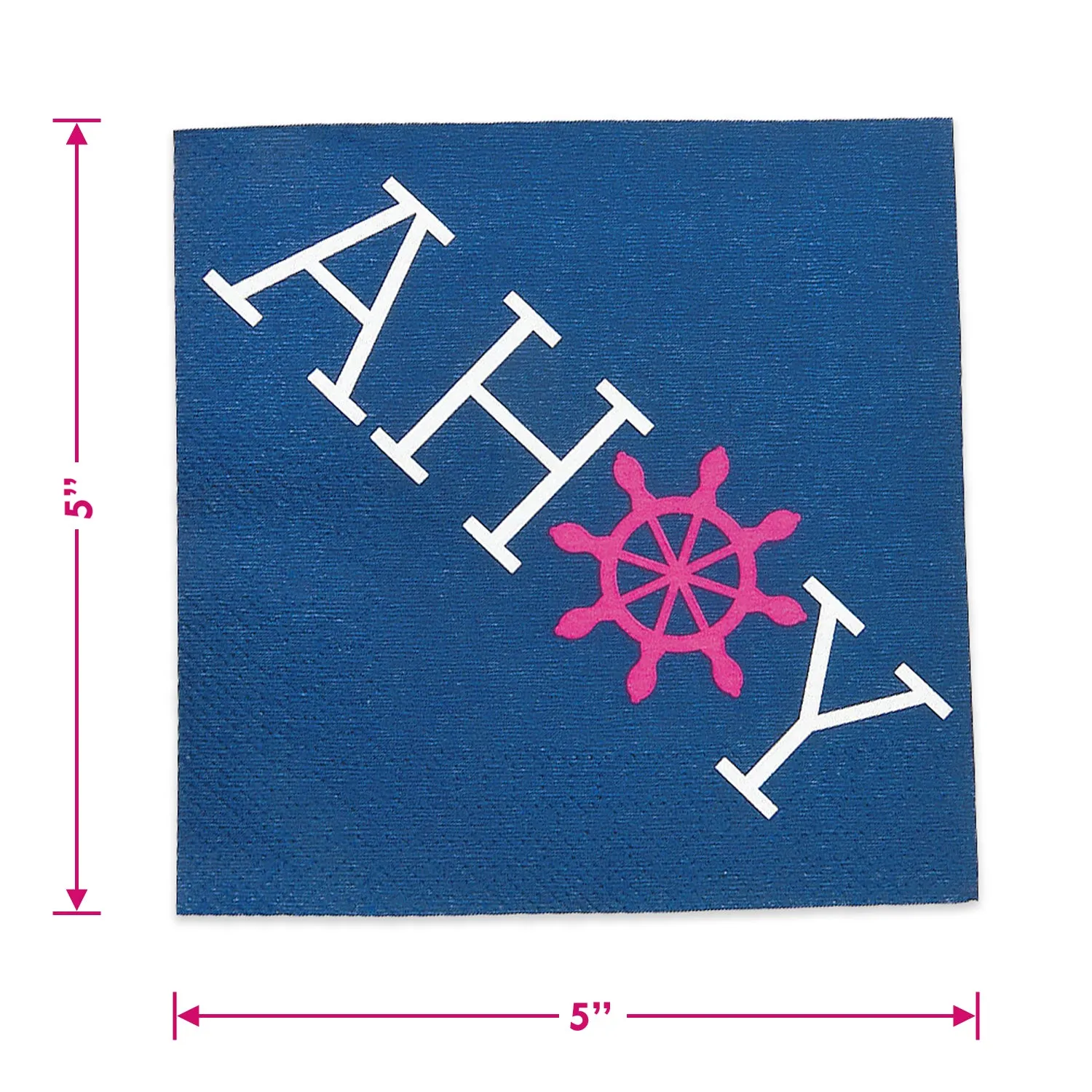 Nautical Girl Party Supplies - Pink and Navy Anchor Paper Dessert Plates and Ahoy Beverage Napkins (Serves 16)