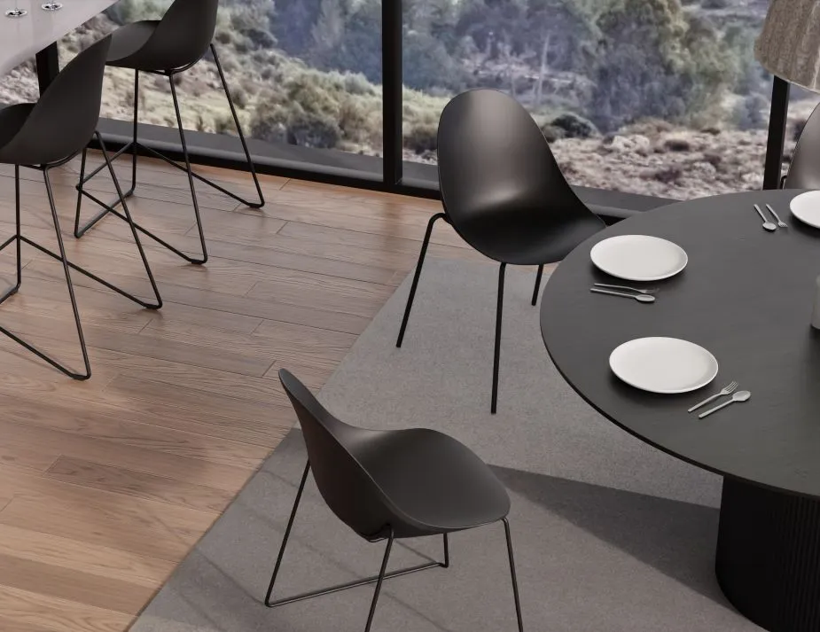 Modern Pebble Black Counter Stool with Shell Seat - 75cm Height