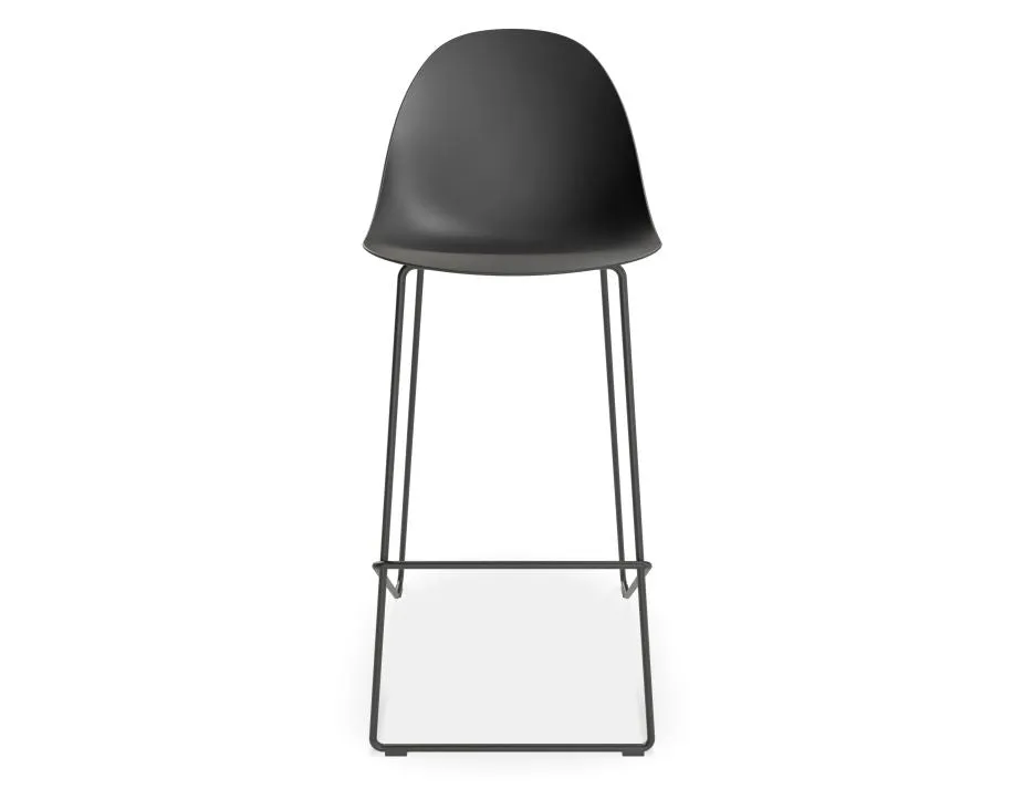 Modern Pebble Black Counter Stool with Shell Seat - 75cm Height