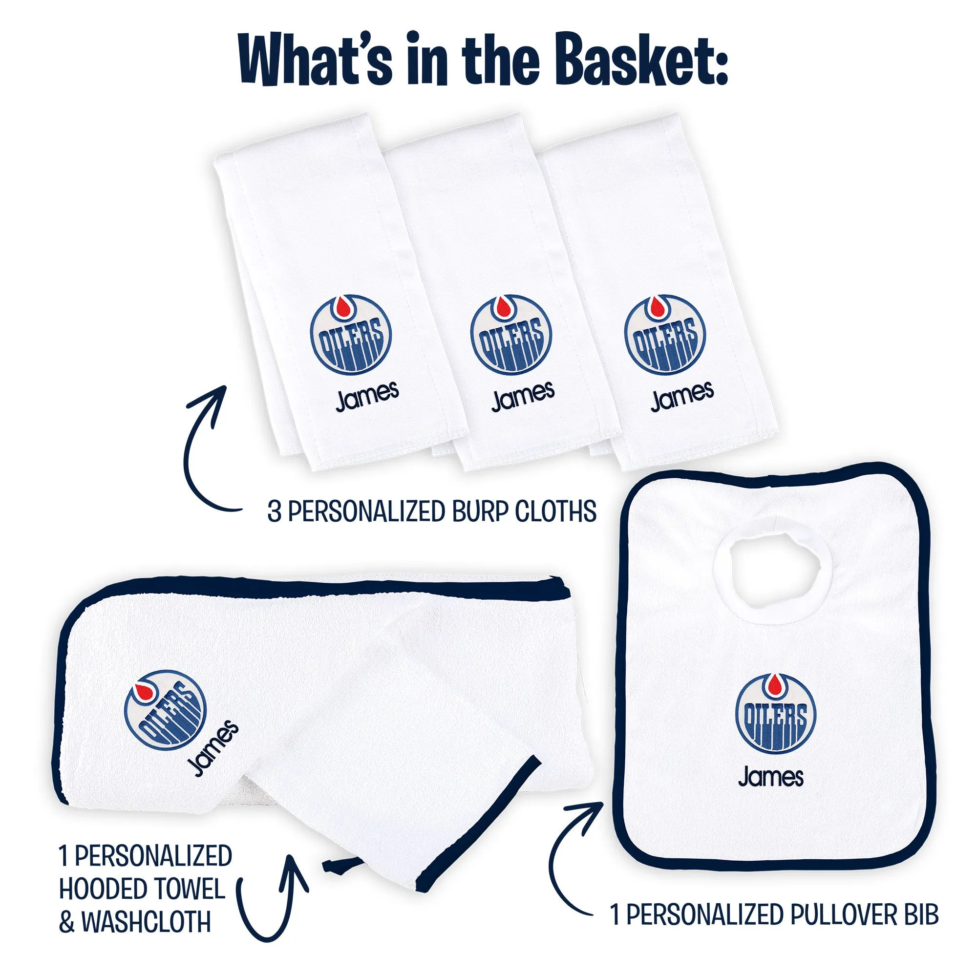 Personalized Edmonton Oilers Medium Basket - 6 Items
