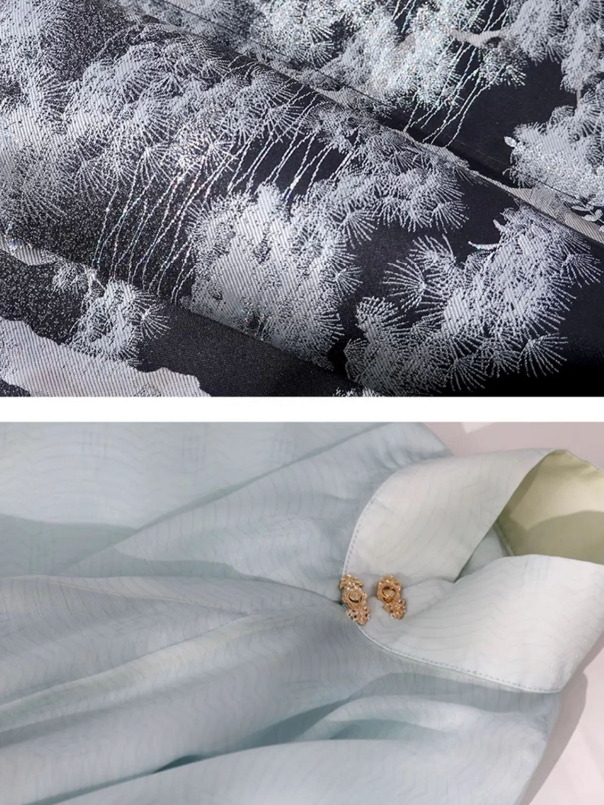 Pine & Snow 有松雪 Late Ming Dynasty Embroidered Bijia Aoqun Set