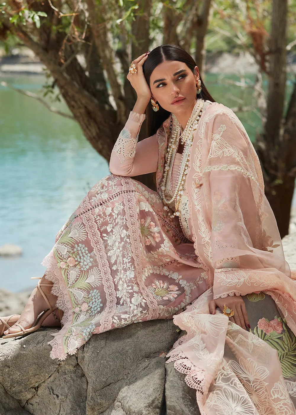 Pink Lawn Suit - Saira Shakira X Crimson Luxury Lawn '23 - Chikkankari Affair - D2B