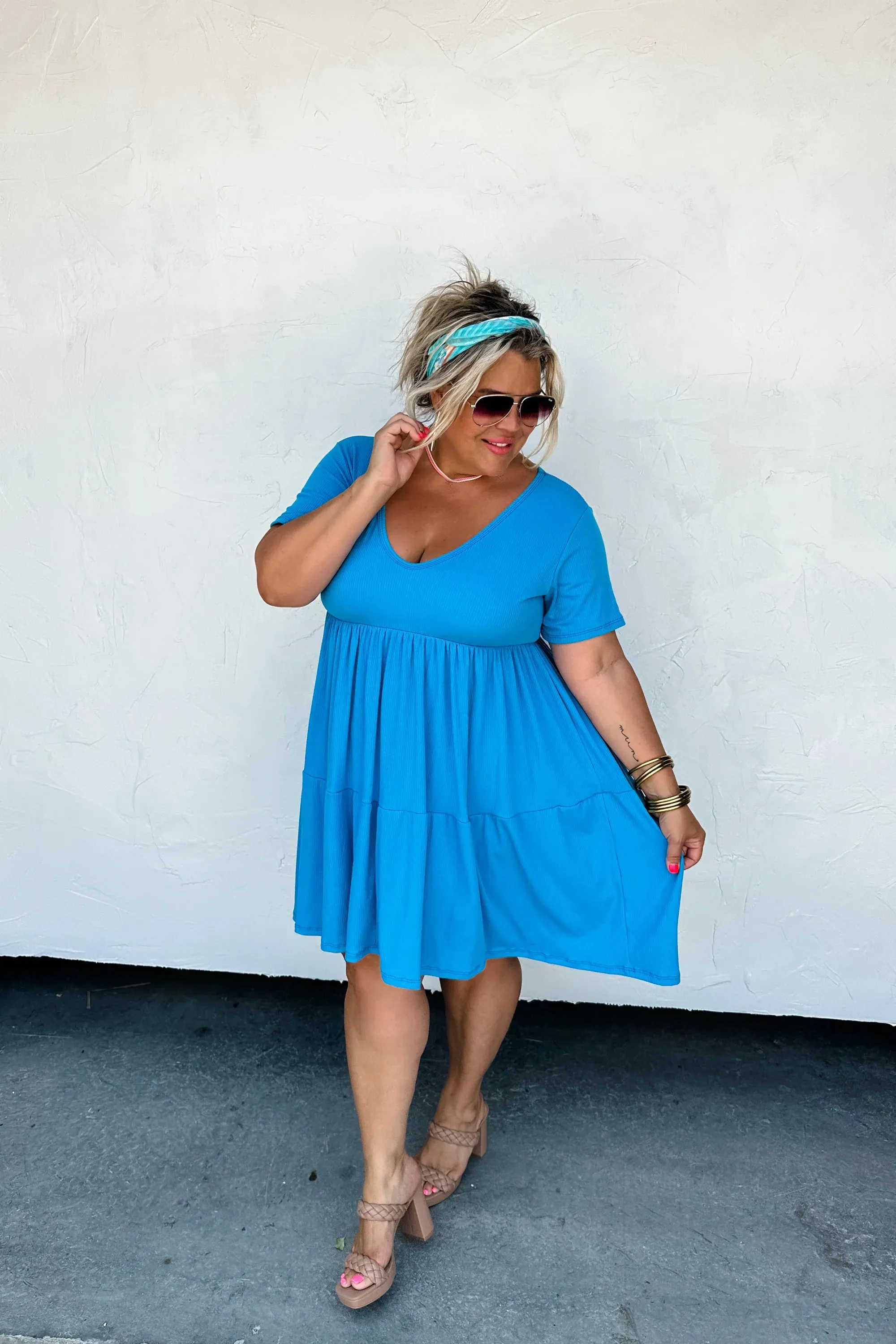 Prints & Solids - Stormi Tiered Ribbed Dress by Blakeley