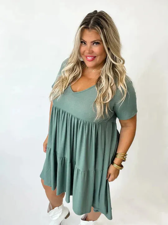 Prints & Solids - Stormi Tiered Ribbed Dress by Blakeley
