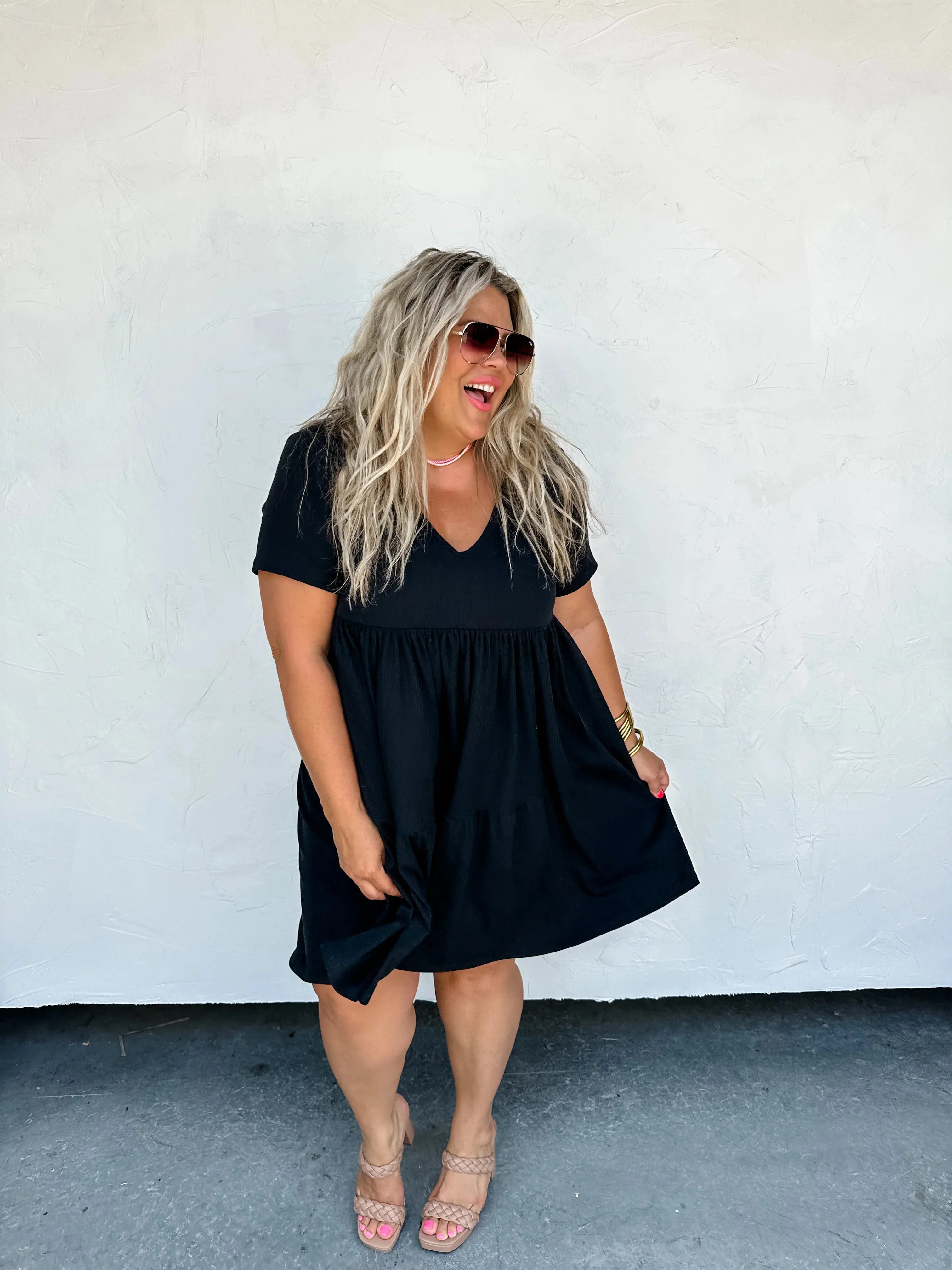Prints & Solids - Stormi Tiered Ribbed Dress by Blakeley