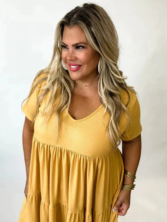 Prints & Solids - Stormi Tiered Ribbed Dress by Blakeley