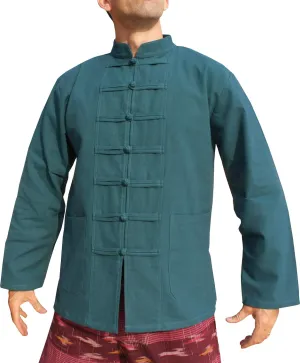 RaanPahMuang Thick Muang Cotton Chinese Jacket Shirt Mandarin Frog Button Front