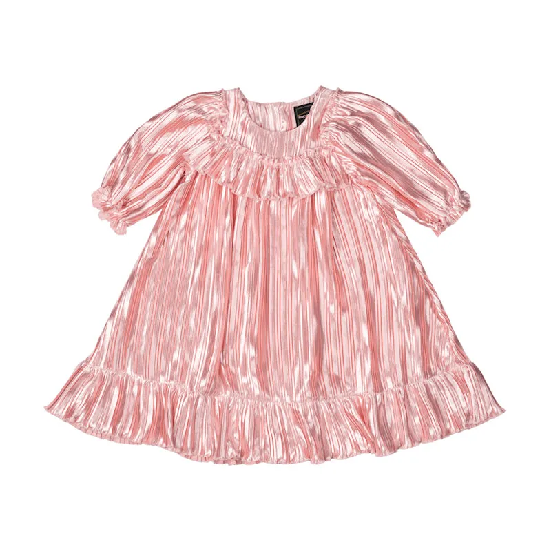 Rock Your Kid Pink Pleated Metallic Dress