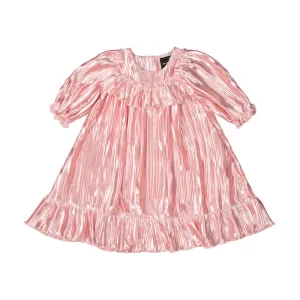 Rock Your Kid Pink Pleated Metallic Dress