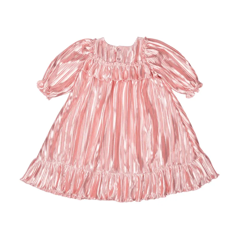 Rock Your Kid Pink Pleated Metallic Dress