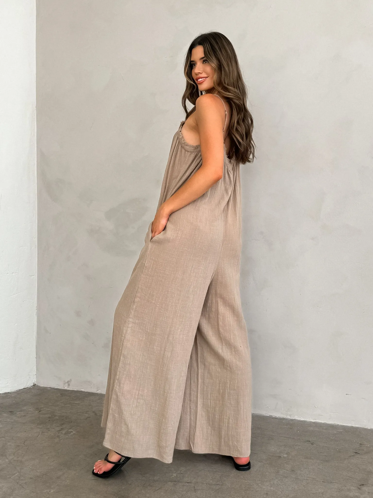 Toasted Coconut Gauze Jumpsuit - Final Sale