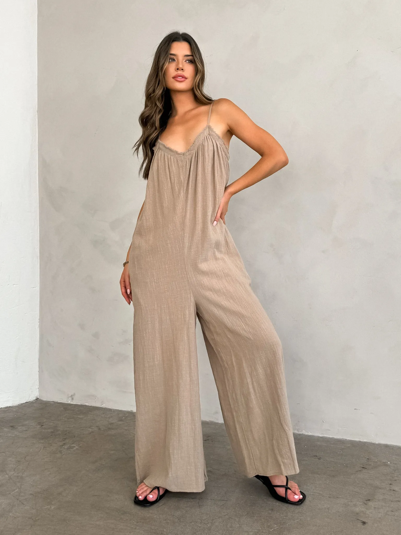 Toasted Coconut Gauze Jumpsuit - Final Sale