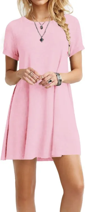 TOPONSKY Casual Short Sleeve Maternity Tshirt Dress Plain Loose Plus Pink,2XL