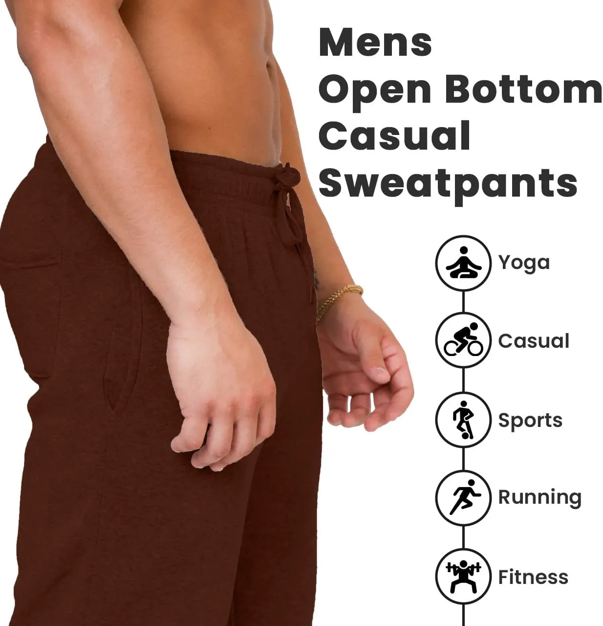 UNIQUE STYLES ASFOOR Elastic Bottom Baggy Sweatpants for Men, Workout Fleece Sweat Pants with Pockets