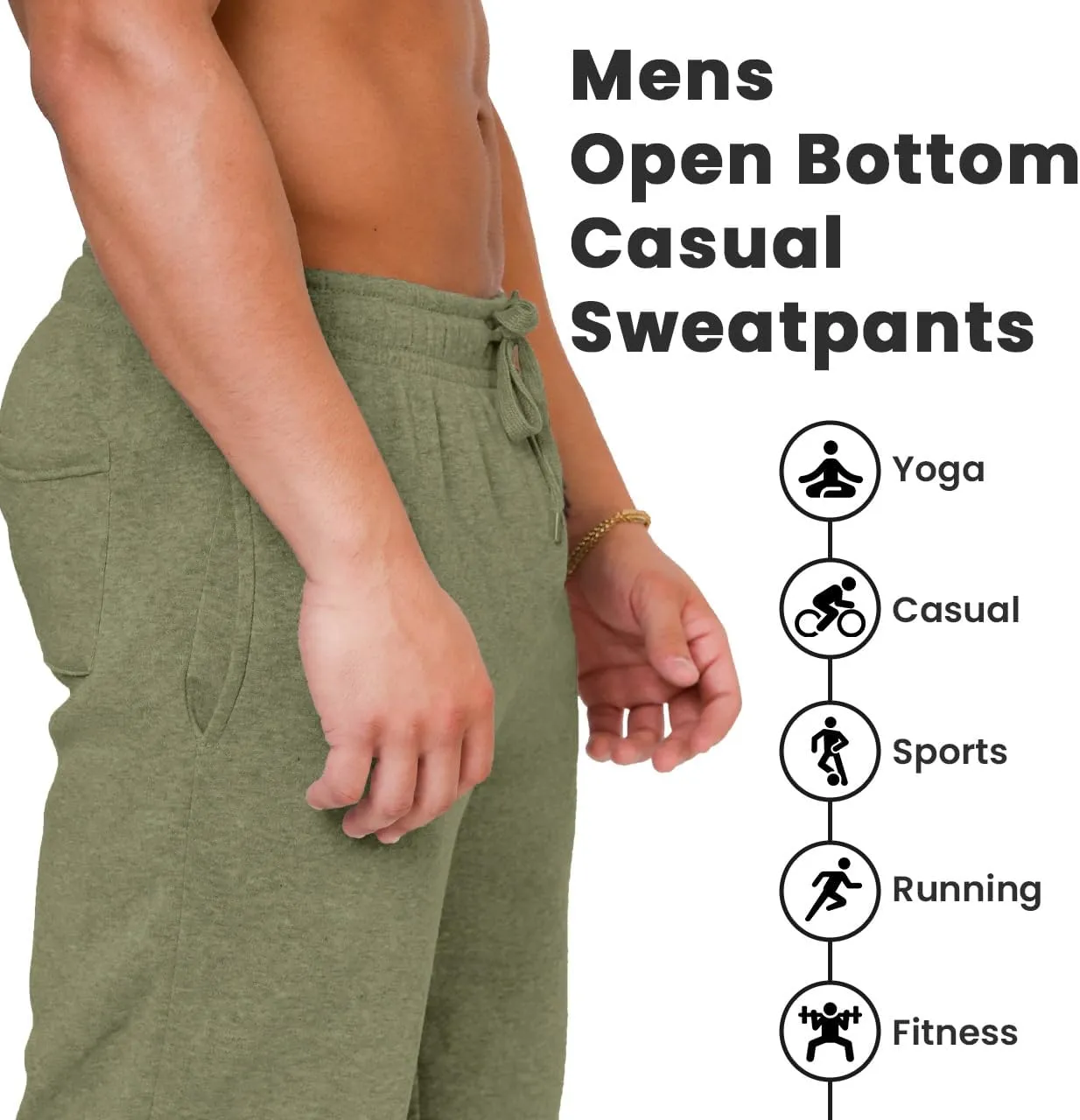 UNIQUE STYLES ASFOOR Elastic Bottom Baggy Sweatpants for Men, Workout Fleece Sweat Pants with Pockets