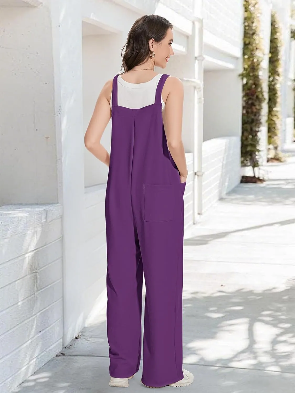VUTRU Overalls for Women Loose Fit Bib Casual Jumpsuits Wide Leg Corduroy Baggy Jumpers Adjustable Button Straps