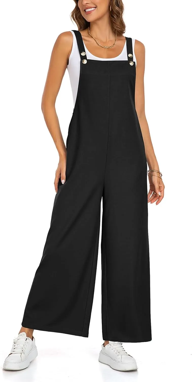 Wide Leg Overalls For Women Loose Fit Waffle Knit Jumpsuit Rompers 2025 Sleeveless Outfits
