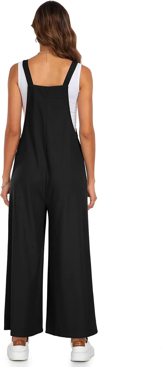 Wide Leg Overalls For Women Loose Fit Waffle Knit Jumpsuit Rompers 2025 Sleeveless Outfits