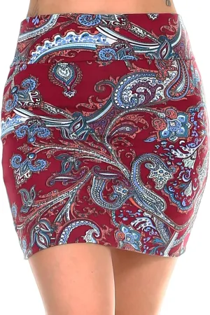 Women's Casual Stretchy Bodycon Pencil Printed Mini Skirt