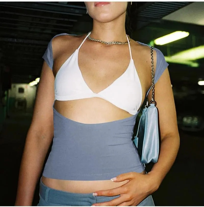 Women's Sexy Backless Top Y2K Short Sleeve T Shirts Casual Cute Crop Tops Summer